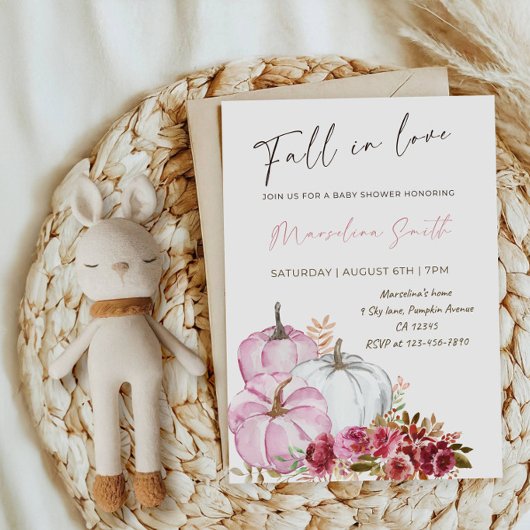 Fall in Love Baby Shower-Pumpkin Baby Shower Party 招待状