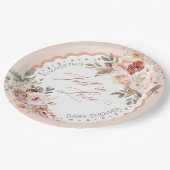 Fall in Love Boho Floral Baby Shower ペーパープレート (アングル)