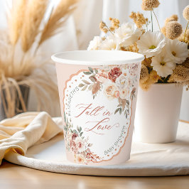 Fall in Love Boho Floral Baby Shower Paper Cups 紙コップ