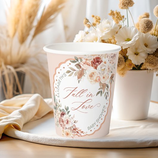 Fall in Love Boho Floral Baby Shower Paper Cups 紙コップ