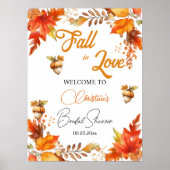 Fall in Love Boho Floral Bridal Shower Welcome ポスター (正面)