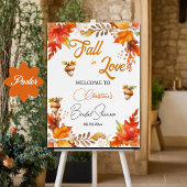 Fall in Love Boho Floral Bridal Shower Welcome ポスター