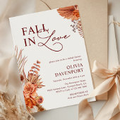 Fall in Love Boho Pampas Terracotta Bridal Shower 招待状