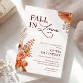 Fall in Love Boho Pampas Terracotta Bridal Shower 招待状