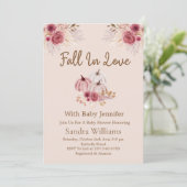 Fall In Love Boho Pink Pumpkin Autumn Baby Shower 招待状 (スタンド正面)