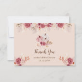 Fall In Love Boho Pink Pumpkin Bridal Shower カード (正面)