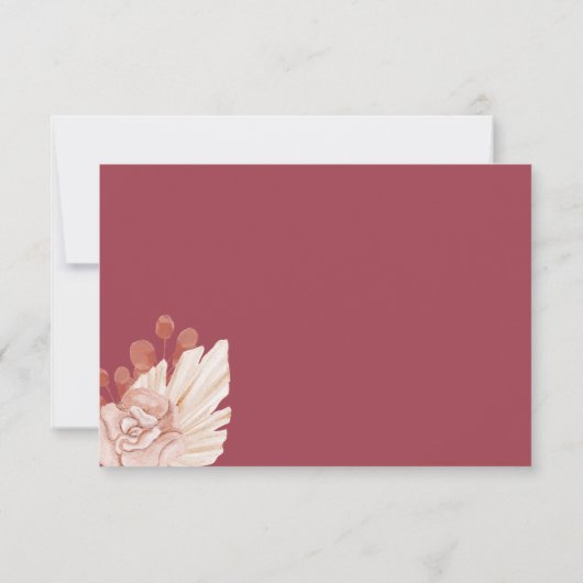 Fall In Love Boho Pink Pumpkin Bridal Shower カード (裏面)