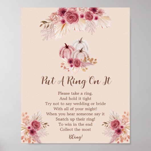 Fall In Love Boho Pumpkin Put A Ring On It Game ポスター (正面)