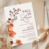 Fall in Love Boho Terracotta Floral Bridal Shower 招待状
