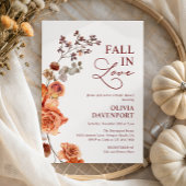 Fall in Love Boho Terracotta Floral Bridal Shower 招待状