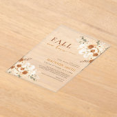 Fall In Love Bridal Shower Boho Terracotta Floral アクリル招待状 (レイダウン)