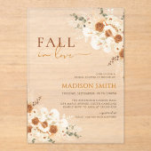 Fall In Love Bridal Shower Boho Terracotta Floral アクリル招待状 (正面)