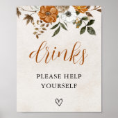 Fall in Love | Bridal Shower Drinks Bar Sign ポスター (正面)