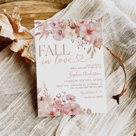 Fall In Love Bridal Shower Fall Flowers Pumpkin 招待状