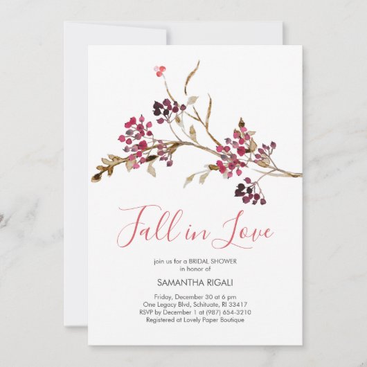 Fall In Love Bridal Shower Invitations 招待状 (正面)