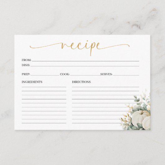 Fall In Love Bridal Shower Recipe Card エンクロージャーカード (正面)