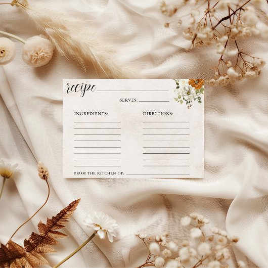 Fall in Love | Bridal Shower Recipe Card シーズンカード