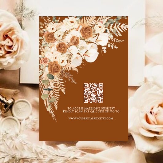 Fall In Love Bridal Shower Terracotta Boho Floral 招待状