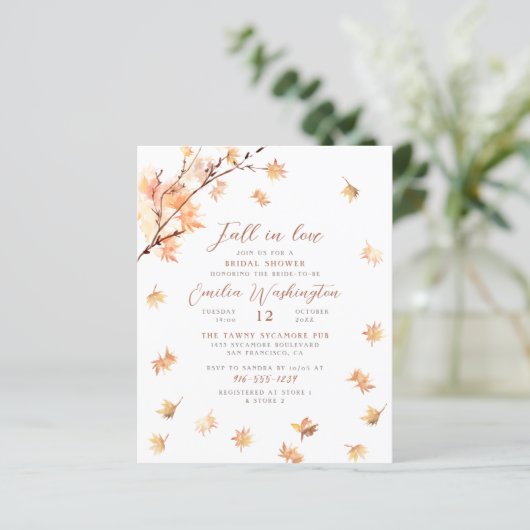Fall In Love | Budget Bridal Shower Invitation (スタンド正面)