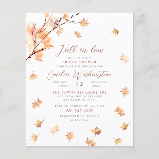 Fall In Love | Budget Bridal Shower Invitation (正面)