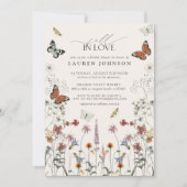 Fall In Love Butterflies Boho Bridal Shower 招待状 (正面)