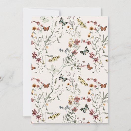 Fall In Love Butterflies Boho Bridal Shower 招待状 (裏面)