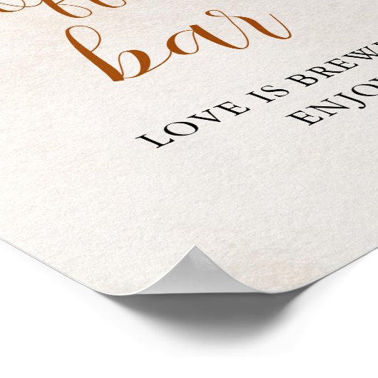 Fall in Love | Coffee Bar Table Bridal Shower Sign ポスター (角)