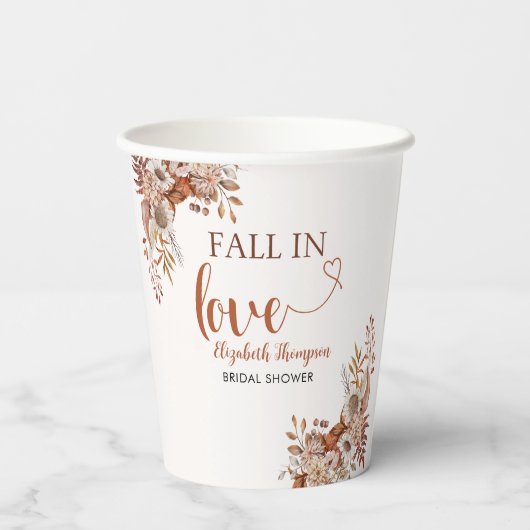 Fall in Love Cute Fall Bridal Shower  紙コップ (裏面)