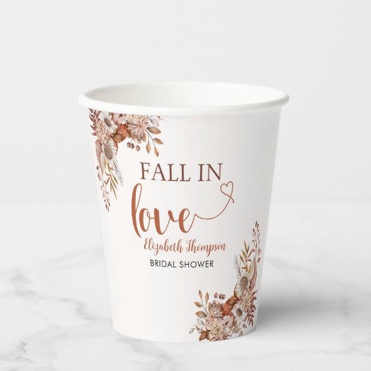 Fall in Love Cute Fall Bridal Shower  紙コップ (正面)