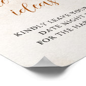 Fall in Love | Date Night Bridal Shower Sign ポスター (角)