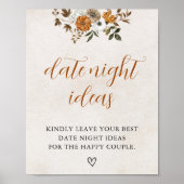 Fall in Love | Date Night Bridal Shower Sign ポスター (正面)