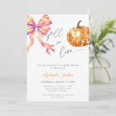 Fall in Love Diamond Pumpkin Bow Baby shower 招待状 (スタンド正面)