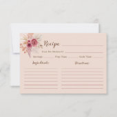 Fall In Love Elegant Boho Bridal Recipe Card (正面)
