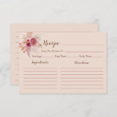 Fall In Love Elegant Boho Bridal Recipe Card (正面/裏面)