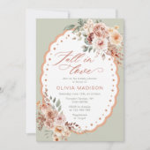 Fall in Love Elegant Fall Floral Baby Shower 招待状 (正面)