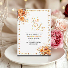 Fall in Love Elegant Fall Floral Bridal Shower 招待状