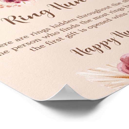 Fall In Love Elegant Ring Hunt Bridal Shower Game ポスター (角)