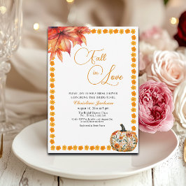 Fall in Love Fall Floral Pumpkin Bridal Shower 招待状