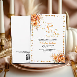 Fall in Love Fall Floral QR Code Bridal Shower 招待状