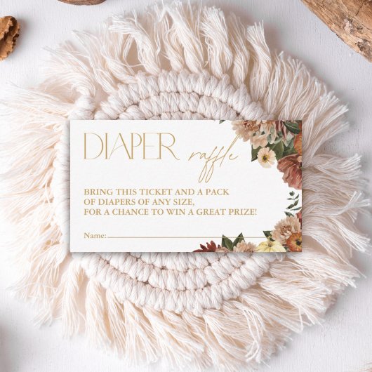 Fall In Love Floral Baby Shower Diaper Raffle Card ノートカード