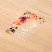 Fall in Love Floral Bridal Shower アクリル招待状 (レイダウン)