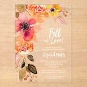 Fall in Love Floral Bridal Shower アクリル招待状 (正面)