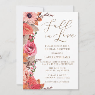 Fall In Love floral Bridal Shower Invitation 招待状