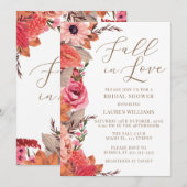Fall In Love floral Bridal Shower Invitation 招待状 (正面/裏面)