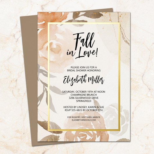 Fall in Love Floral Bridal Shower Invitations 箔招待状