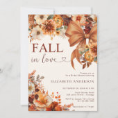 Fall In Love  Floral Bridal Shower Party  招待状 (正面)