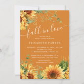 Fall in love floral burnt orange bridal shower 招待状 (正面)