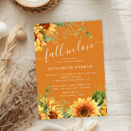 Fall in love floral burnt orange bridal shower 招待状