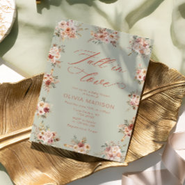 Fall in Love Floral Green Baby Shower 招待状