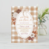 Fall in love Flowers Baby shower Gingham 招待状 (スタンド正面)